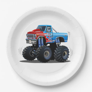 Cartoon monstertruck papieren bordje