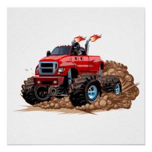 Cartoon monstertruck perfect poster