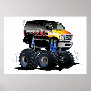 Cartoon monstertruck poster