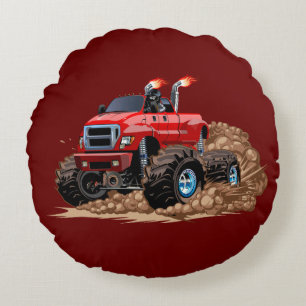 Cartoon monstertruck rond kussen