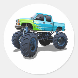 Cartoon monstertruck ronde sticker