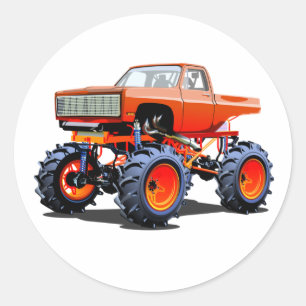 Cartoon monstertruck ronde sticker