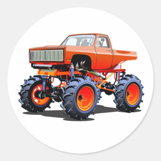 Cartoon monstertruck ronde sticker (Voorkant)