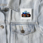 Cartoon monstertruck vierkante button 5,1 cm (In situ)