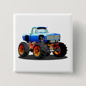 Cartoon monstertruck vierkante button 5,1 cm (Voorkant)