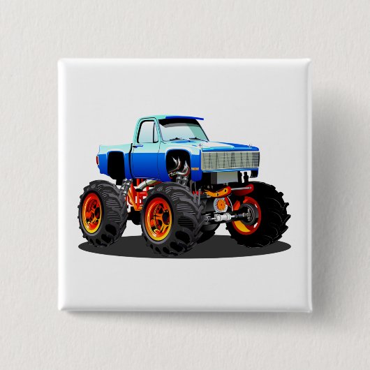 Cartoon monstertruck vierkante button 5,1 cm (Voorkant)