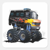 Cartoon monstertruck vierkante sticker (Voorkant)