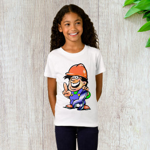 Cartoon monteur bouwvakker met sleutel t-shirt