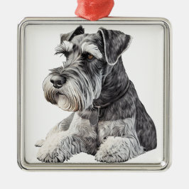 CARTOON MOOIE SCHNAUZER PUPPY HOND METALEN ORNAMENT