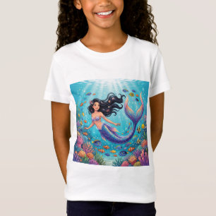 Cartoon mooie zeemeermin onder de zee t-shirt