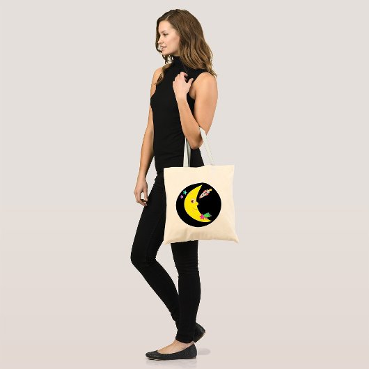 Cartoon Moon Rocket Canvas tas