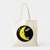 Cartoon Moon Rocket Canvas tas (Achterkant)