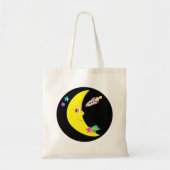 Cartoon Moon Rocket Canvas tas (Voorkant)