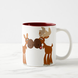 Cartoon Moose Couple in Love Mok