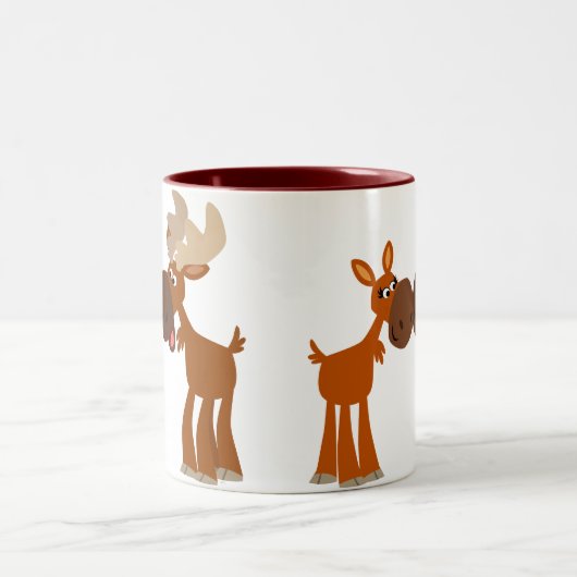 Cartoon Moose Couple in Love Mok (Center)