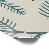Cartoon Moose met Gift op Christmas Pattern Perfect Poster (Hoek)