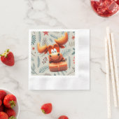 Cartoon Moose met Gift op Christmas Pattern Servet (Insitu)