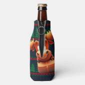Cartoon Moose met kerstcadeau Koelboxxen Flesjeskoeler (Fles Achterkant)