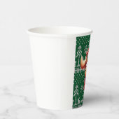 Cartoon Moose op groen gebreid patroon Papieren Bekers (Rechts)