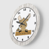 Cartoon Moose Welcome Cabin wall clock Grote Klok (Hoek)