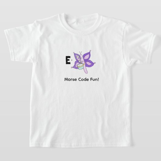 Cartoon Morsecode voor kinderen! Letter E T-shirt (Laagn)