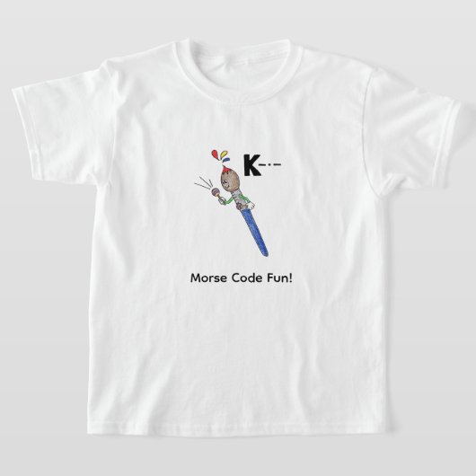 Cartoon Morsecode voor kinderen!  Letter "K" T-shirt (Laagn)