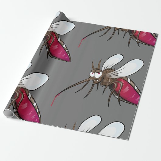 Cartoon Mosquito Cadeaupapier (Uitgerold)