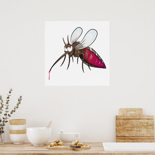 Cartoon Mosquito Poster (Keuken)