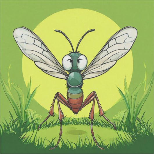 Cartoon Mosquito Sticker (Voorkant)