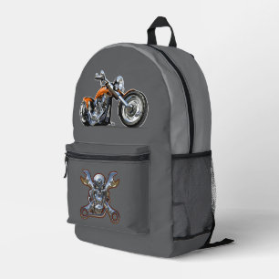 Cartoon motorfiets bedrukte rugzak