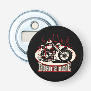 Cartoon motorfiets button flesopener