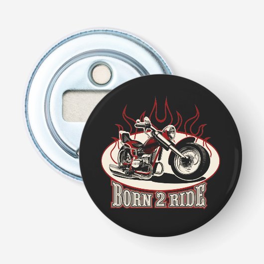 Cartoon motorfiets button flesopener (Voorkant)