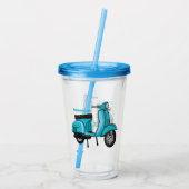 Cartoon motorfiets met motorbromfiets acryl drinkbeker (Achterkant)