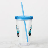 Cartoon motorfiets met motorbromfiets acryl drinkbeker (Links)