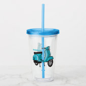 Cartoon motorfiets met motorbromfiets acryl drinkbeker (Voorkant)