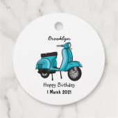Cartoon motorfiets met motorbromfiets bedankjes labels (Achterkant)
