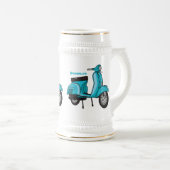 Cartoon motorfiets met motorbromfiets bierpul (Voorkant rechts)