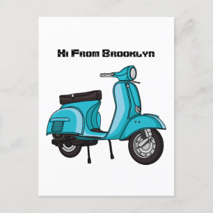 Cartoon motorfiets met motorbromfiets briefkaart