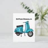 Cartoon motorfiets met motorbromfiets briefkaart (Staand voorkant)