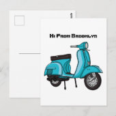 Cartoon motorfiets met motorbromfiets briefkaart (Voorkant / Achterkant)