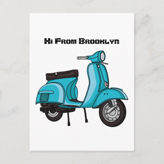 Cartoon motorfiets met motorbromfiets briefkaart (Voorkant)
