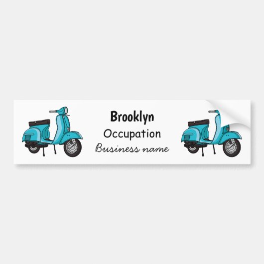 Cartoon motorfiets met motorbromfiets bumpersticker (Voorkant)