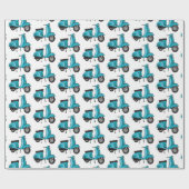 Cartoon motorfiets met motorbromfiets cadeaupapier (Vlak)