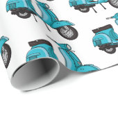 Cartoon motorfiets met motorbromfiets cadeaupapier (Rol Hoek)