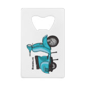 Cartoon motorfiets met motorbromfiets creditkaart flessenopener (Achterkant)