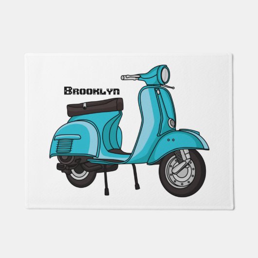 Cartoon motorfiets met motorbromfiets deurmat (Voorkant)