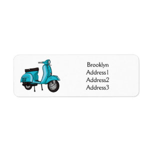 Cartoon motorfiets met motorbromfiets etiket