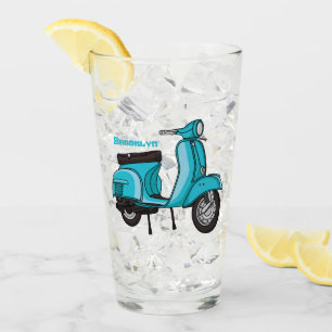 Cartoon motorfiets met motorbromfiets glas