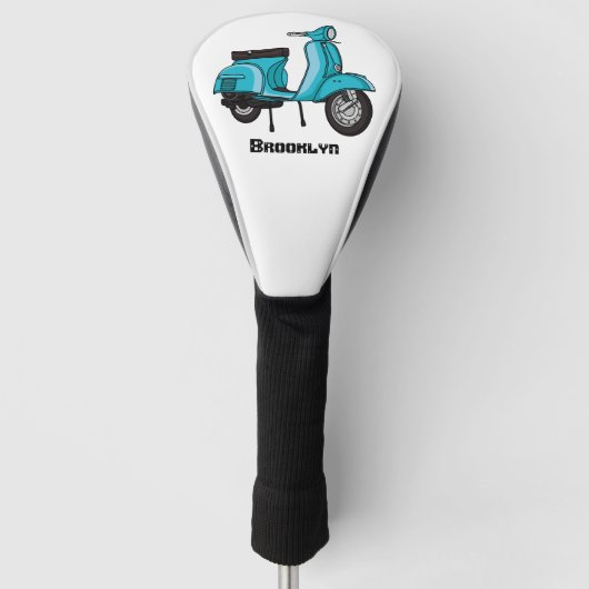 Cartoon motorfiets met motorbromfiets golfheadcover (Voorkant)