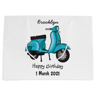 Cartoon motorfiets met motorbromfiets groot cadeauzakje